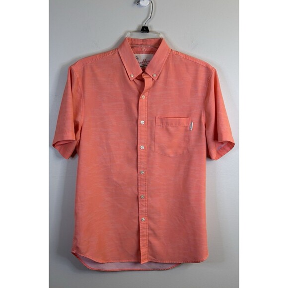 CHUBBIES Short Sleeve Button Down Shirt Men Small Salmon Performance Beach - Picture 1 of 11